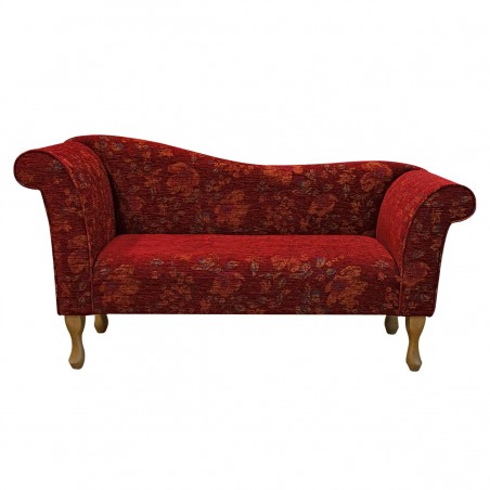 Designer Chaise Sofa in Camden Floral Wine Fabric