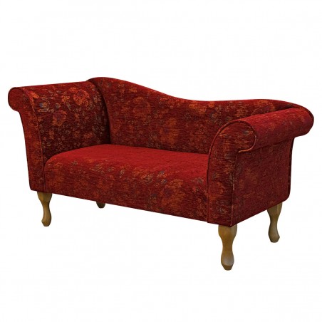 Designer Chaise Sofa in Camden Floral Wine Fabric