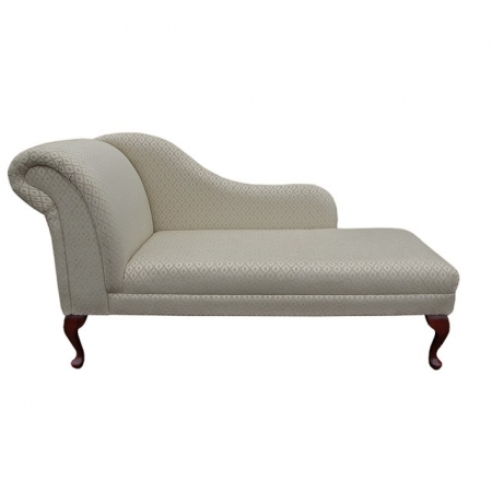60" Classic Style Chaise Longue in a Gold Trellis Fabric - 17080
