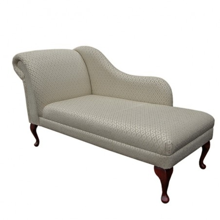 60" Classic Style Chaise Longue in a Gold Trellis Fabric - 17080