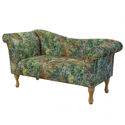 Designer Chaise Sofa in Maestro Mir Floral Green...