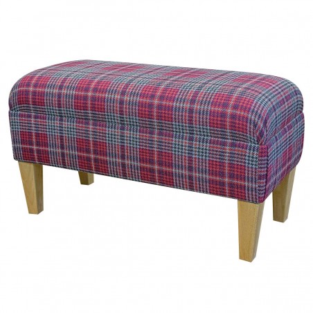 Medium Bench Footstool in Bologna Tartan Port Fabric