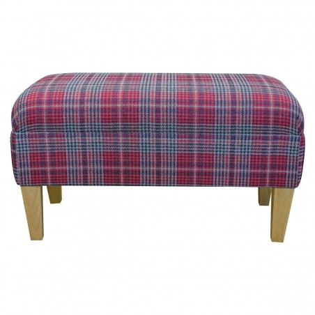 Medium Bench Footstool in Bologna Tartan Port Fabric