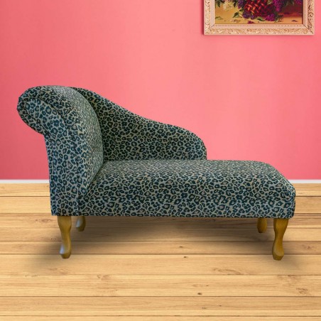 LUXE 45" Medium Chaise Longue in Prints Leopard Print Fabric