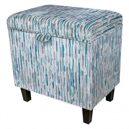 striped teal storage stool