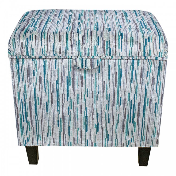 striped teal storage ottoman