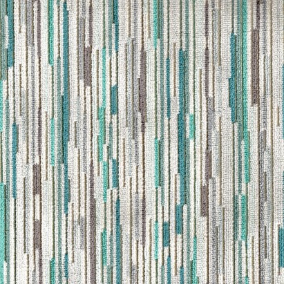 LUXE Tall Storage Ottoman in Extravaganza Stripe Burst Teal Fabric