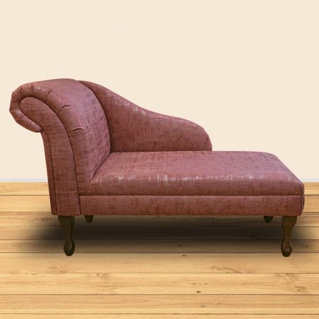 45" Medium Chaise Longue in Seville Fuchsia & Brushed Gold Fabric