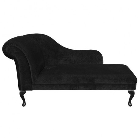 60" Large Chaise Longue in a Plush Black Fabric