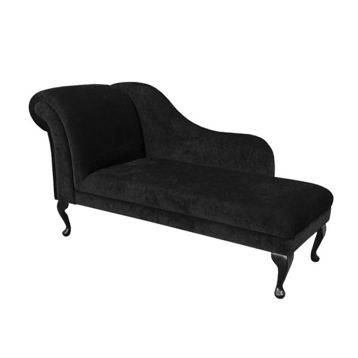 60" Classic Style Chaise Longue in a Noir / Black Pimlico Fabric - 16023