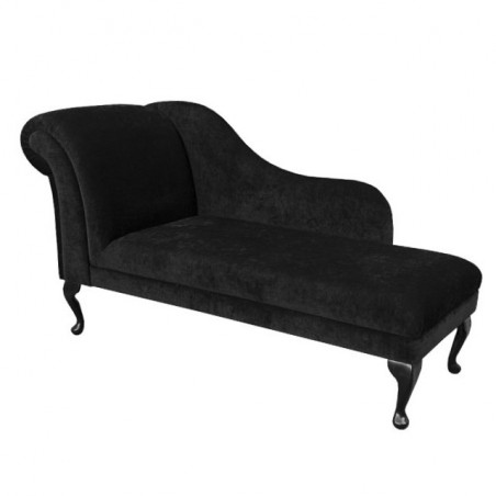 60" Classic Style Chaise Longue in a Noir / Black Pimlico Fabric - 16023