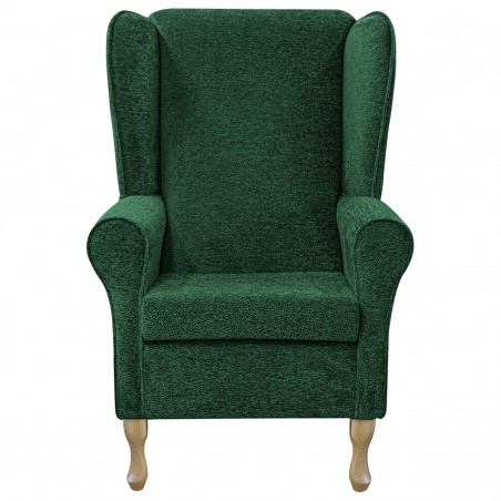 Large High Back Chair in Fontana Emerald Retro Swirl Fabric