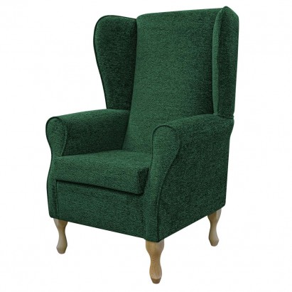 Large High Back Chair in Fontana Emerald Retro Swirl Fabric