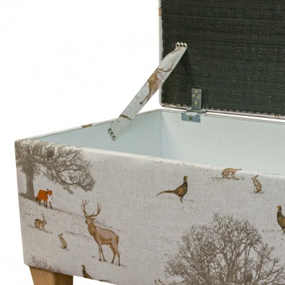 Storage Bench Stool in Tatton Autumnal 100% Cotton Fabric