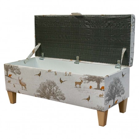 Storage Bench Stool in Tatton Autumnal 100% Cotton Fabric