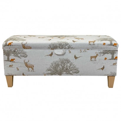 Storage Bench Stool in Tatton Autumnal 100% Cotton Fabric