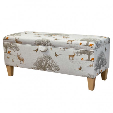 Storage Bench Stool in Tatton Autumnal 100% Cotton Fabric