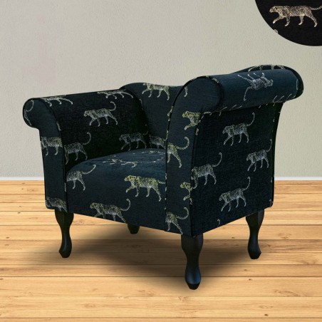 Designer Chaise Chair in Serengeti Golden Leopard Fabric Fabric