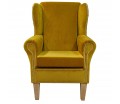 CLEARANCE Standard Wingback Fireside Westoe Chair in a Malta Gold Deluxe Velvet Fabric with Full Stud Detail