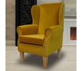 CLEARANCE Standard Wingback Fireside Westoe Chair in a Malta Gold Deluxe Velvet Fabric with Full Stud Detail