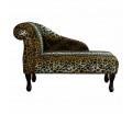 CLEARANCE 41" Mini Chaise Longue in a Leopard Print Faux Fur Fabric with Studding