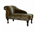 CLEARANCE 41" Mini Chaise Longue in a Leopard Print Faux Fur Fabric with Studding