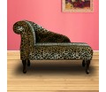 CLEARANCE 41" Mini Chaise Longue in a Leopard Print Faux Fur Fabric with Studding