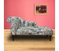 CLEARANCE 52" Medium Chaise Longue in Maestro Ribera Cream Botanical Printed Velvet Fabric