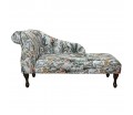 CLEARANCE 52" Medium Chaise Longue in Maestro Ribera Cream Botanical Printed Velvet Fabric