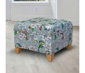 Square Storage Pouffe in Meastro Rembrandt Hummingbird Duck Egg Printed Velvet Fabric