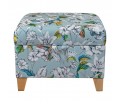 Square Storage Pouffe in Meastro Rembrandt Hummingbird Duck Egg Printed Velvet Fabric