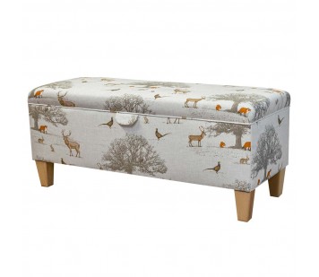 Storage Bench Stool in Tatton Autumnal 100% Cotton Fabric