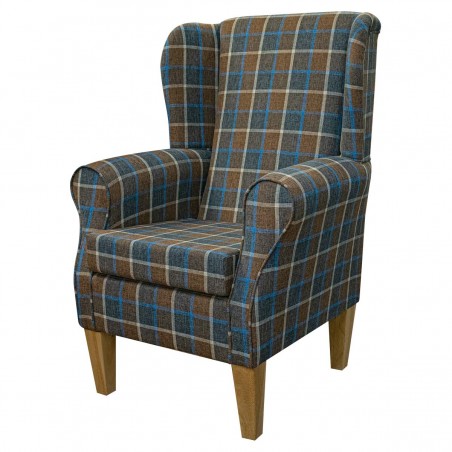 checked wing back chair