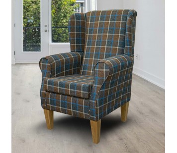 Standard Wingback Fireside Chair in Beaumont Check Saddle Fabric