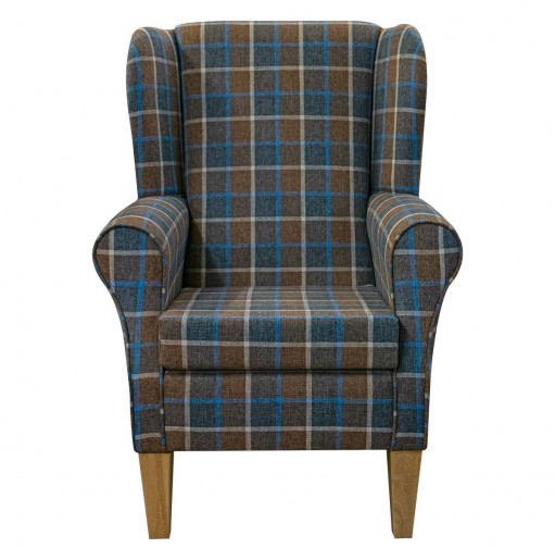 Standard Wingback Fireside Chair in Beaumont Check Saddle Fabric