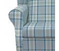 Large High Back Chair in Piazza Ocean Plaid Fabric