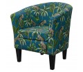 Designer Tub Chair in Monkey Teal 100% Cotton Fabric