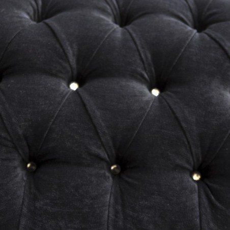 60" Classic Style Deep Buttoned Chaise Longue in a Black Noir Pimlico fabric - 16023