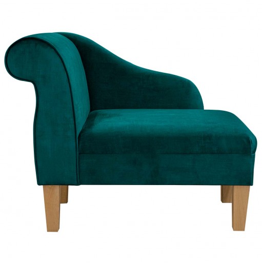 36" Compact Chaise Longue in Ombra Teal Shadow Velvet Fabric