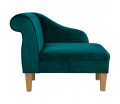 36" Compact Chaise Longue in Ombra Teal Shadow Velvet Fabric