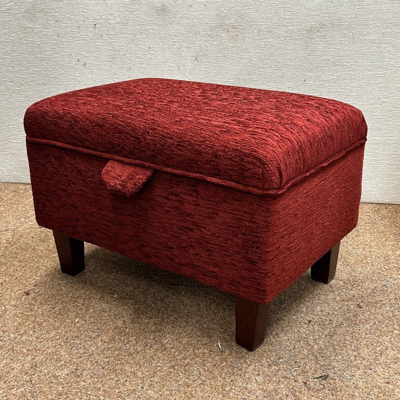 CLEARANCE Storage Ottoman in Camden Plain Wine Fabric