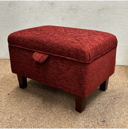 CLEARANCE Storage Ottoman in Camden Plain Wine Fabric