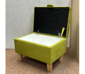 CLEARANCE Storage Ottoman in Tennis Green Fabric