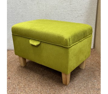 CLEARANCE Storage Ottoman in Tennis Green Fabric