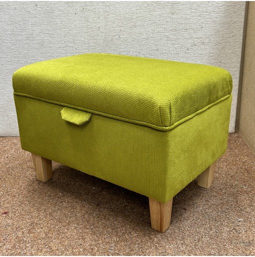 CLEARANCE Storage Ottoman in Tennis Green Fabric