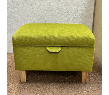 CLEARANCE Storage Ottoman in Tennis Green Fabric