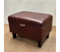 CLEARANCE Storage Ottoman in Oxblood Genuine Leather