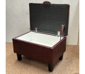 CLEARANCE Storage Ottoman in Oxblood Genuine Leather