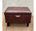 CLEARANCE Storage Ottoman in Oxblood Genuine Leather