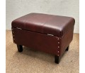 CLEARANCE Storage Ottoman in Oxblood Genuine Leather